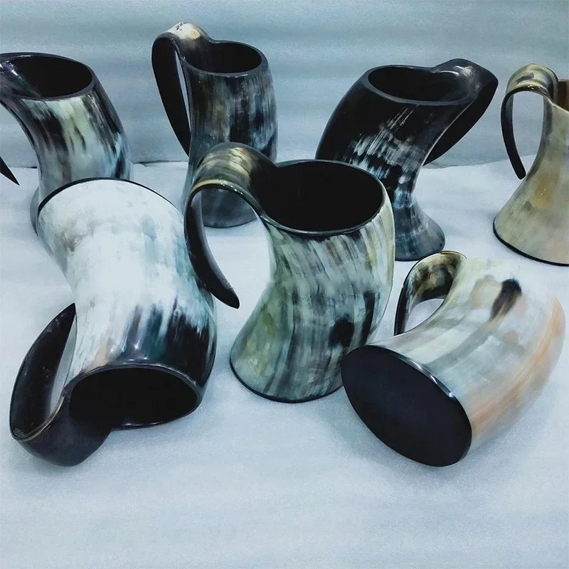 

300-350ml Handmade Ox Horn Mug Crafts Whiskey Shot Glasses Cup Wine Drinking Viking Coffee Tea Mugs Decoration Wholesale
