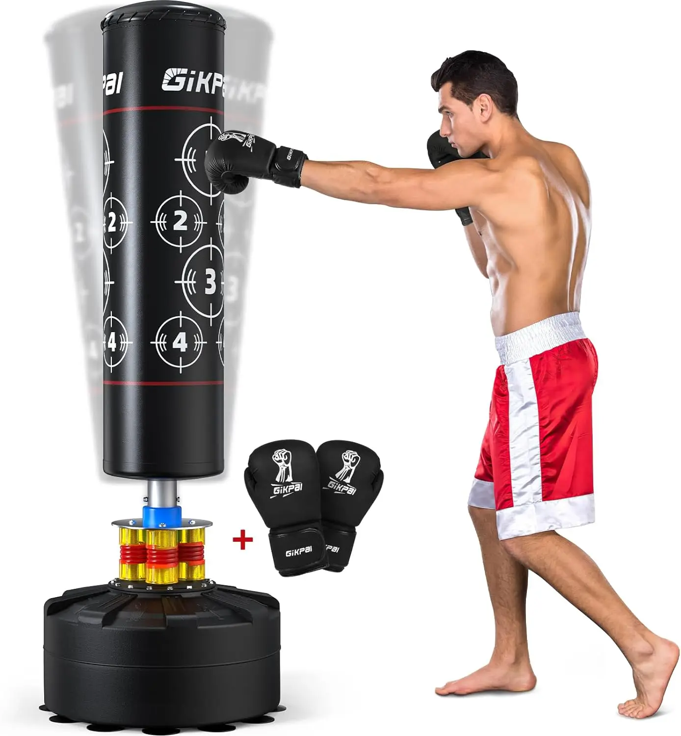 

GIKPAL Freestanding Punching Bag, Heavy Boxing Bag with Stand for Adult Teens Kids, Kickboxing Bag with Suction Cup Base for MMA