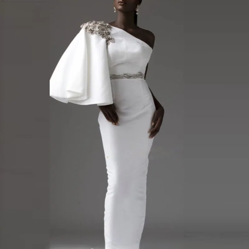 One Shoulder Prom Dresses With Puffy Long Sleeves Mermaid Cocktail Party Dress African Women Evening Gowns
One Shoulder Prom Dresses With Puffy Long Sleeves Mermaid Cocktail Party Dress African Women Evening Gowns