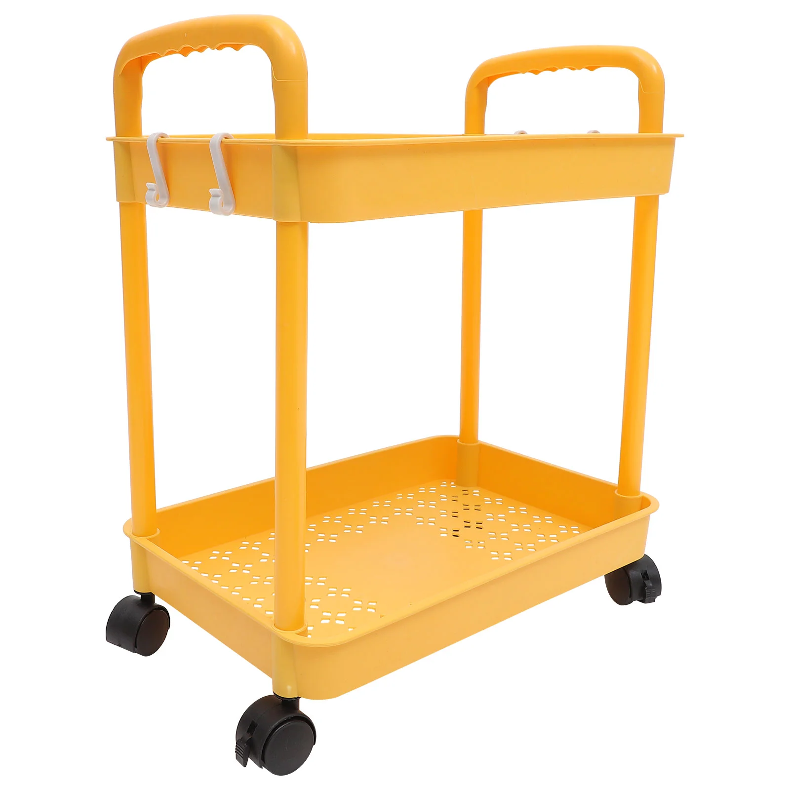 

Mobile Double Layer Cart Storage Rack Bathroom Small with Wheels Rolling Book Shelves Utility on Diaper Laundry