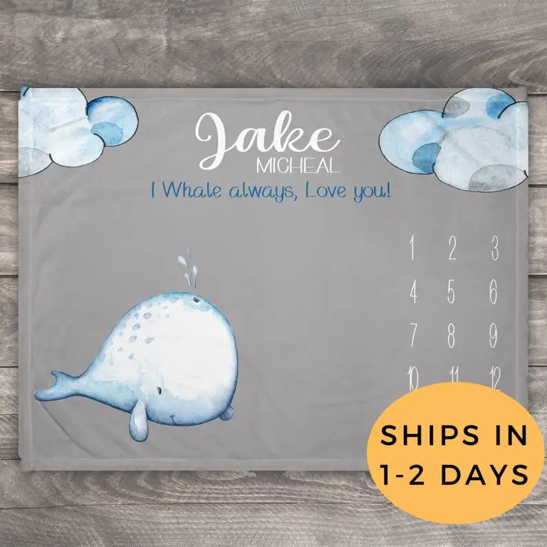 Whale Milestone Blanket, Baby Boy Milestone, Monthly Baby Milestone, Nautical Milestone, Customized Photo Blanket, Nautical Them
Whale Milestone Blanket, Baby Boy Milestone, Monthly Baby Milestone, Nautical Milestone, Customized Photo Blanket, Nautical Them
