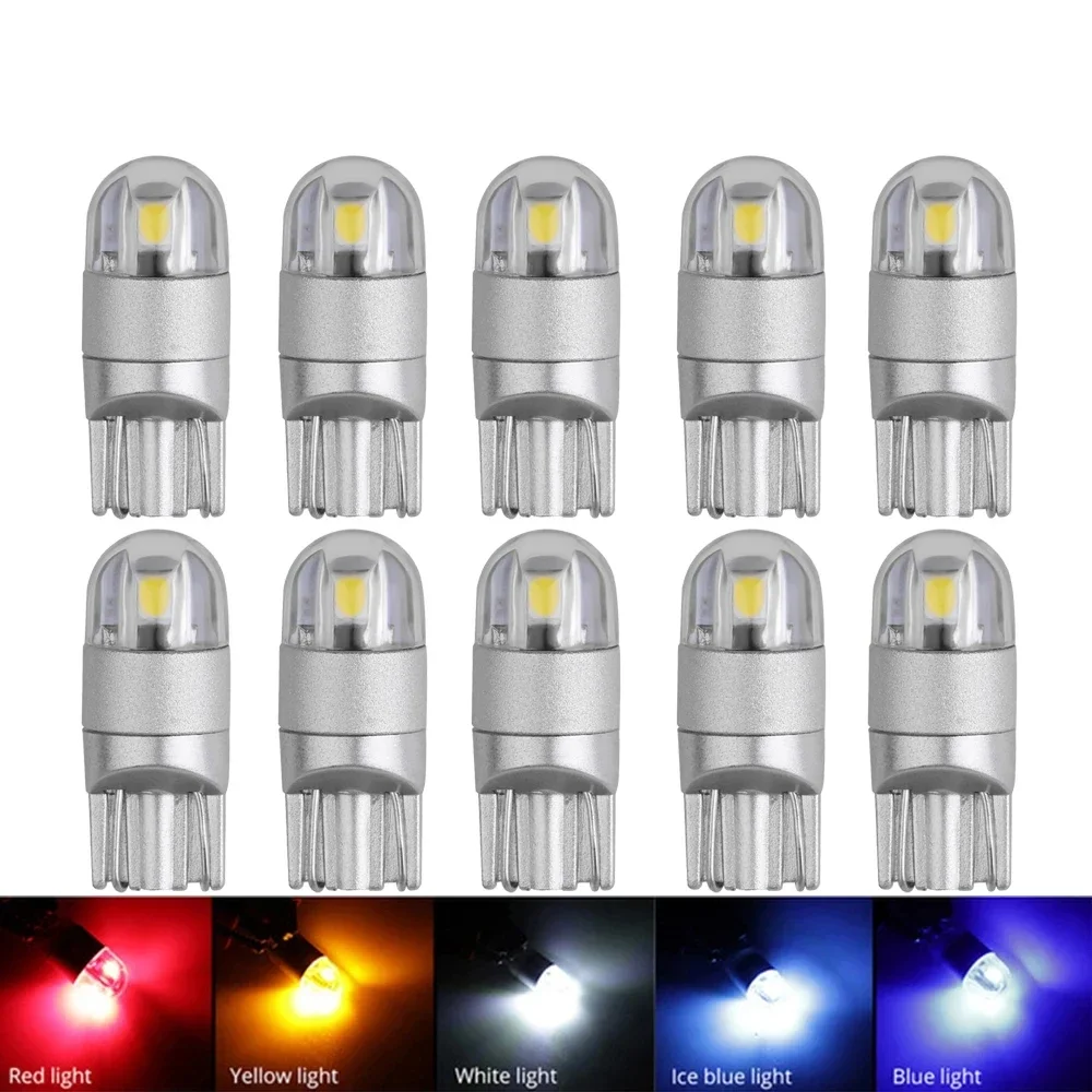 

10pcs T10 W5W 194 168 LED Bulbs 3030 2SMD Car Accessories Clearance Lights Reading lamp Auto Light 12V White red yellow