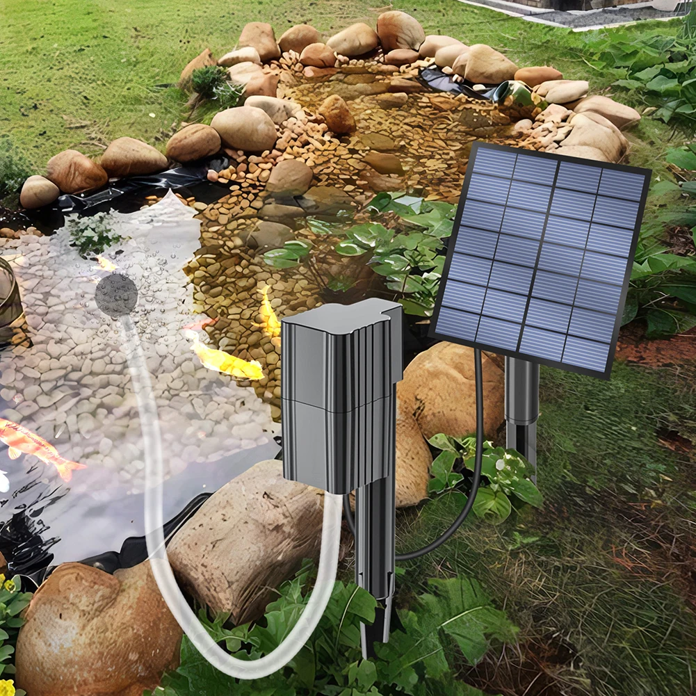 

Solar Powered Air Pump Kit Aquarium Oxygen Pump Fishing Aerator With Pipe Air Bubble Stones for Garden Fish Tank Pool Pond