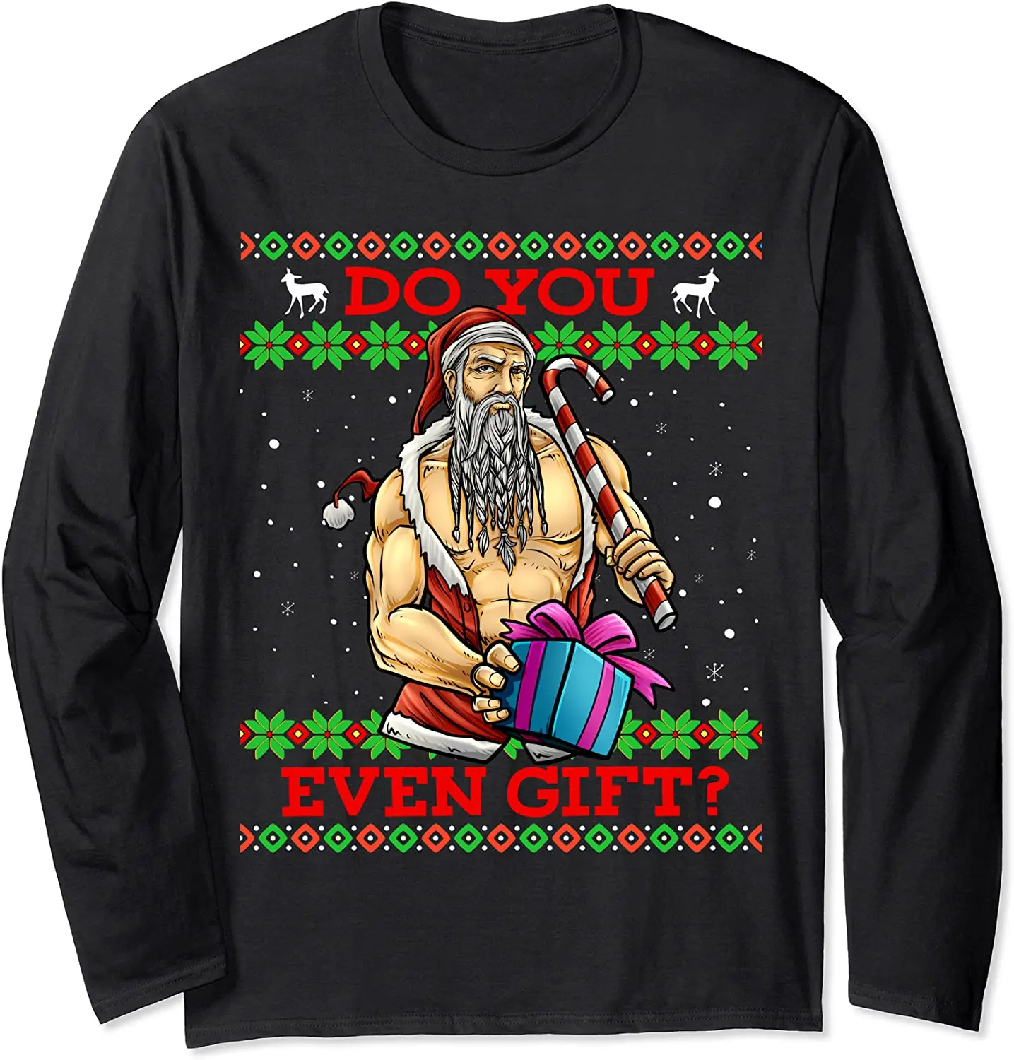 

Ugly Christmas Gym training santa Muscle Workout T-Shirt New 100% Cotton Long Sleeve O-Neck Casual Mens T-shirt Streetwear