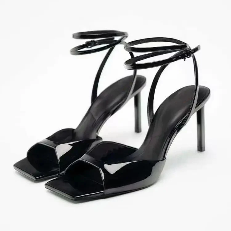 DMRA 2024 New European and American High Quality Women Shoes Black patent leather square toe open back strap high heel sandals
DMRA 2024 New European and American High Quality Women Shoes Black patent leather square toe open back strap high heel sandals