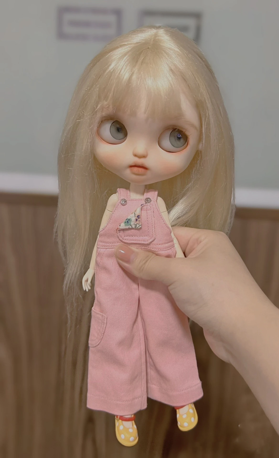 

Dula Doll Clothes Dress Pink bib pants Blythe Qbaby ob24 ob22 Azone Licca ICY JerryB 1/6 Bjd Doll