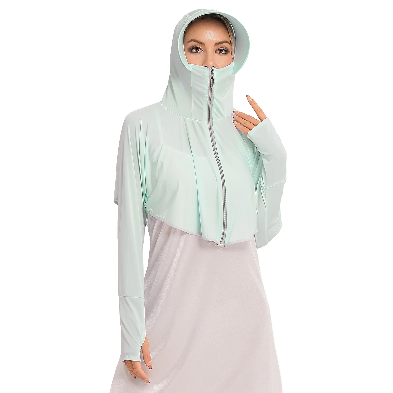Womens Sun Protection Shawl Hooded Jacket Long Sleeve Cover Ups Zipper Hoodie for Camping Hiking Cycling Running Fishing
Womens Sun Protection Shawl Hooded Jacket Long Sleeve Cover Ups Zipper Hoodie for Camping Hiking Cycling Running Fishing