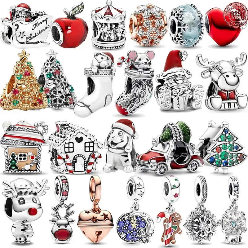 

Classic Christmas Collection 925 Sterling Silver Pumpkin Car Snowflake Elk Beaded Pendant fits Pandora Original Bracelet Gift