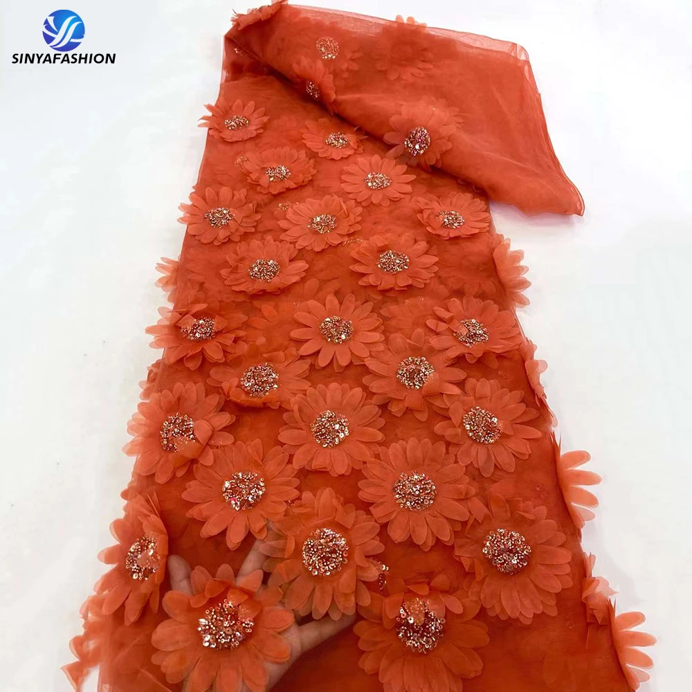 Sinya New African 3D Lace Fabric High Quality 5 Yards Big Flower Applique Lace Sequins Beaded Luxury Wedding Bridal Dress Laces
Sinya New African 3D Lace Fabric High Quality 5 Yards Big Flower Applique Lace Sequins Beaded Luxury Wedding Bridal Dress Laces