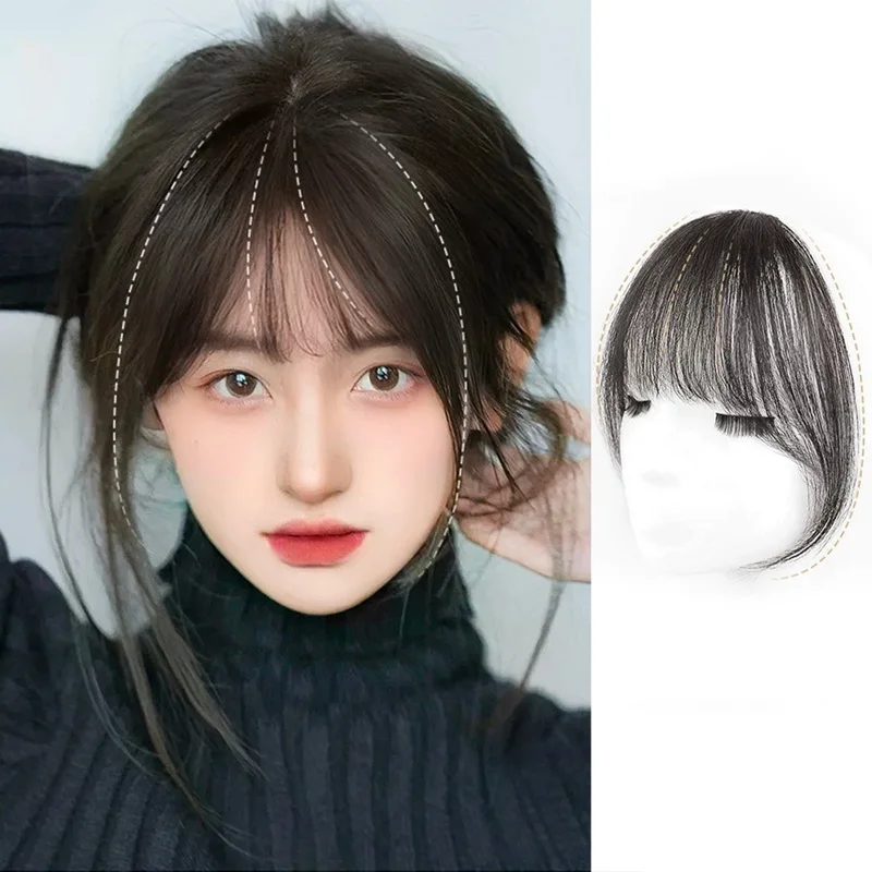 

Synthetic Fake Air Bangs Natural Forehead Fake Fringe Hair Bang Wig Short Invisible Clip In Hair Extensions Hairpieces For Women