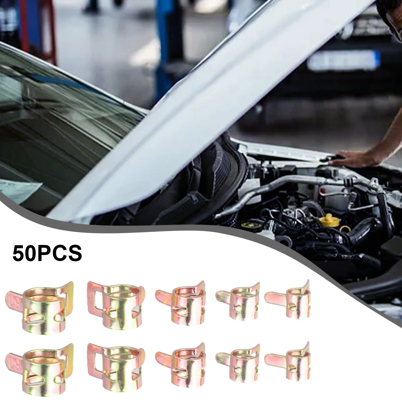 

50pcs/set Car Spring Clips Fastener 5/6/7/8/9mm Spring Clip Fuel Water Line Hose Pipe Air Tube Clamps Auto Accessories