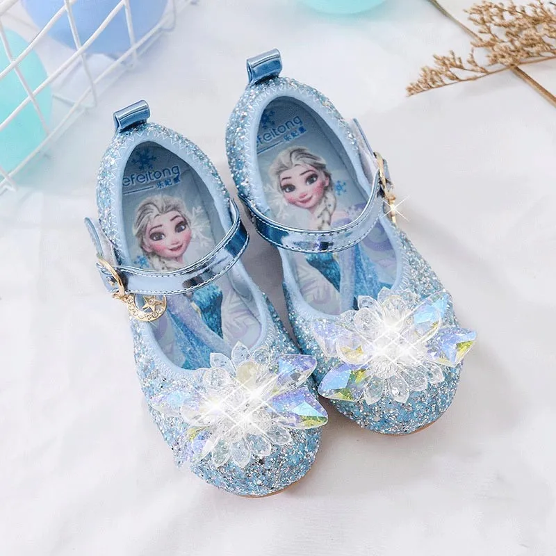 

Обувь для девочек «Холодное сердце», танцевальная обувь принцессы для маленьких девочек, модная нескользящая обувь с кристаллами, сандалии для девочек