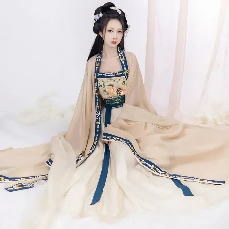 

Chinese Hanfu Traditional Dress Women Ancient Embroidery Dance Fairy Costume Cosplay Tang Dynasty Female Summer Skirt Set