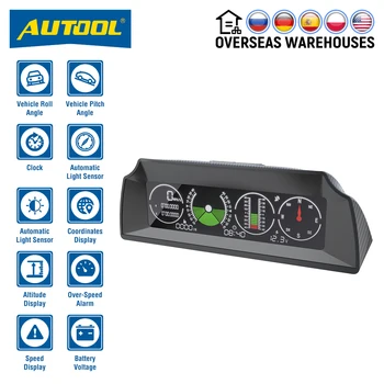 AUTOOL-X90 GPS 속도 경사계 경사계, 자동차 HUD 자동차 경사 피치 각도 각도기 위도 경도 스마트 나침반