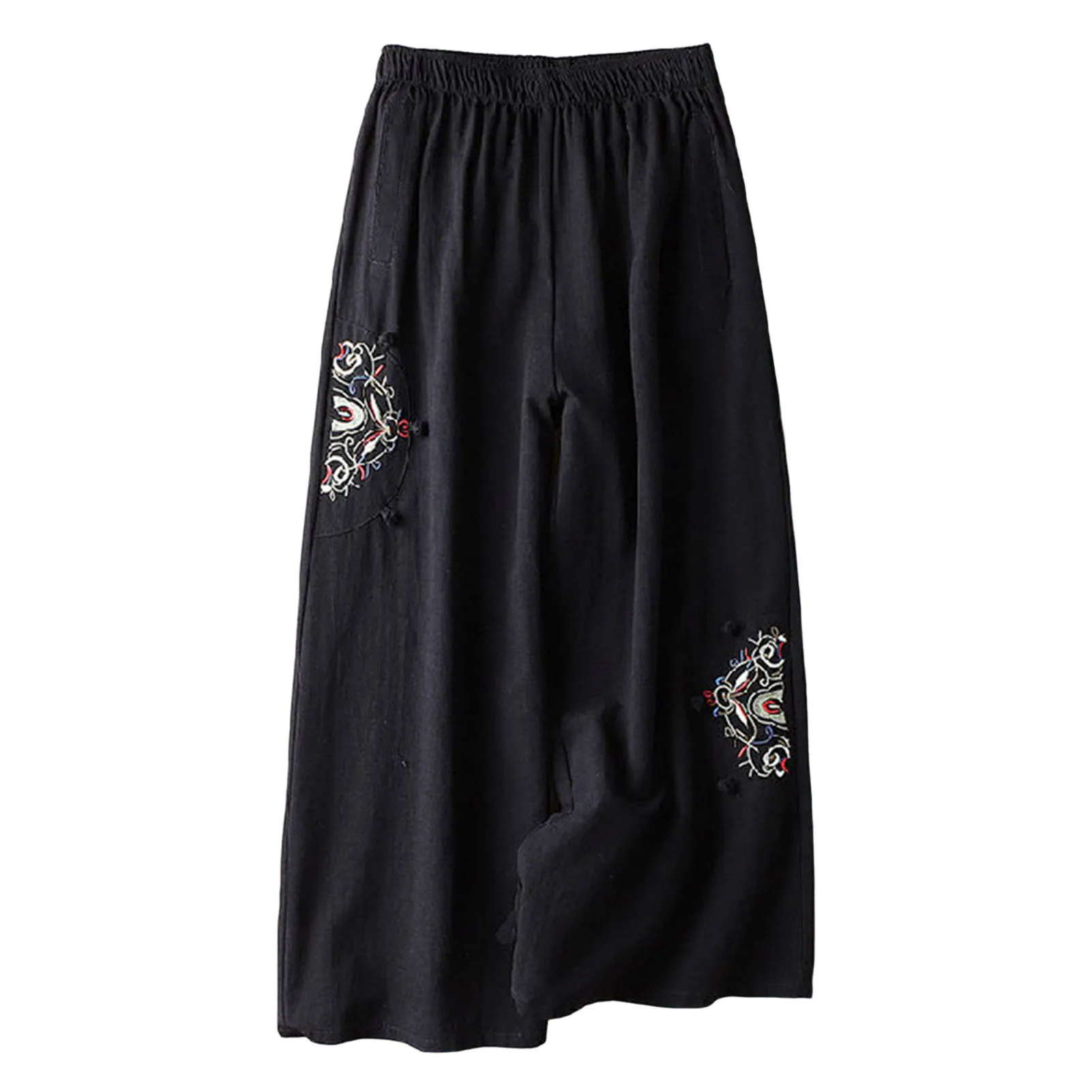 Women's Linen Blend Pants Elastic Waist Ethnic Style Embroidery Culottes Pants for Work Daily Commuting
Women's Linen Blend Pants Elastic Waist Ethnic Style Embroidery Culottes Pants for Work Daily Commuting