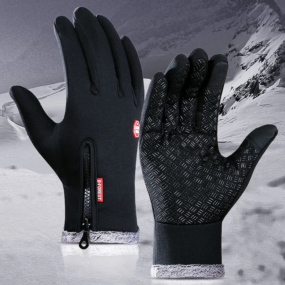 

Outdoor Sports Motorcycle Ski Touch Screen Fleece Gloves Men Winter Waterproof Cycling Gloves Women Non-slip Warm Full Fingers