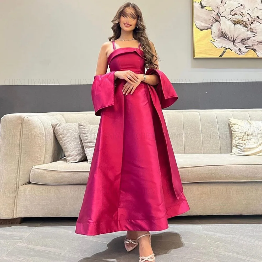 

Elegant A-line Formal Occasion Dresses 2024 Spaghetti Strap Long Ball Gowns With Shawl Sexy Evening Party Gown فساتين الحفلات