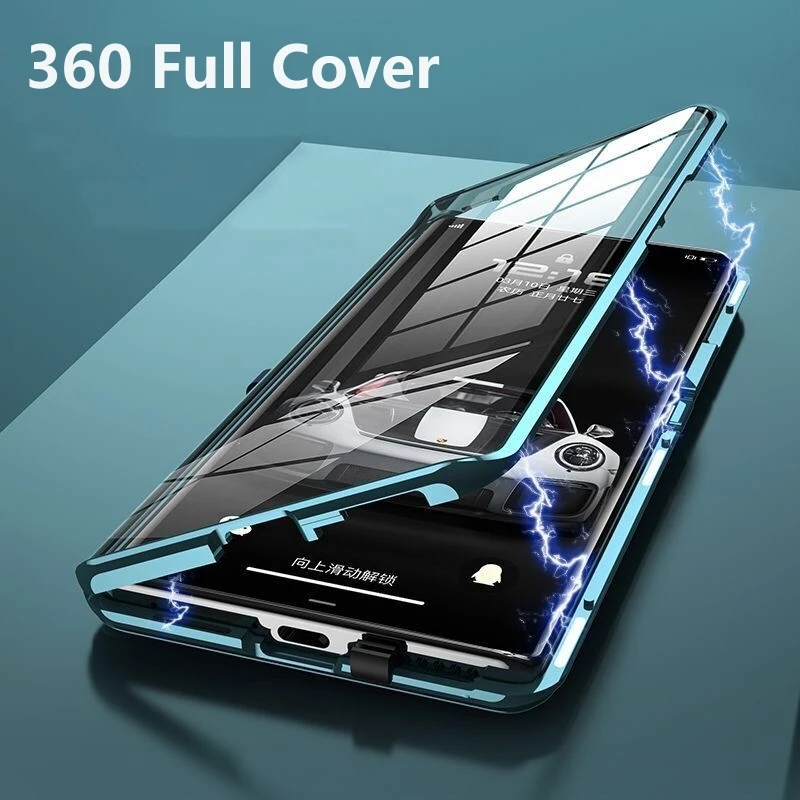 

360 Full Case For Vivo V29 5G V27 Pro V27E V25 V23 Double Sided Magnetic Adsorption Metal Capa Tempering Glass Clear Phone Cover