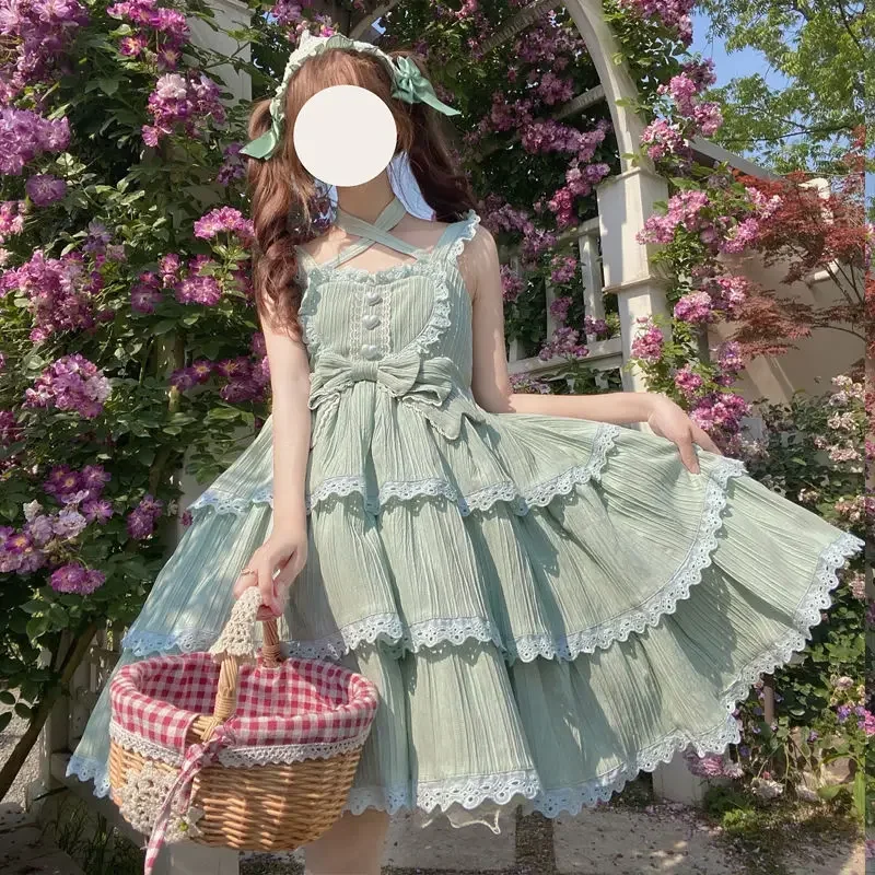 

Sweet Lolita Dress Kawaii Jsk Suspender Dress Women Princess Daily Tea Party Fairy Bowknot Japanese Vintage Victorian Dress