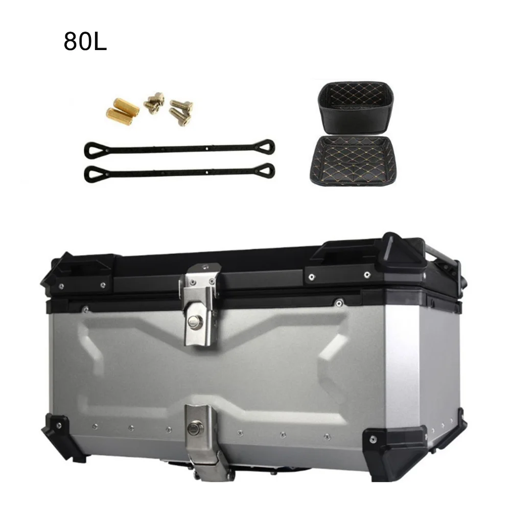 80L Universal Motorcycle Trunk Storage Luggage Moto Top Case Tool Box Waterproof Helmet Key Lock Tail Toolbox Aluminum 탑박스 오토바이 
80L Universal Motorcycle Trunk Storage Luggage Moto Top Case Tool Box Waterproof Helmet Key Lock Tail Toolbox Aluminum 탑박스 오토바이
