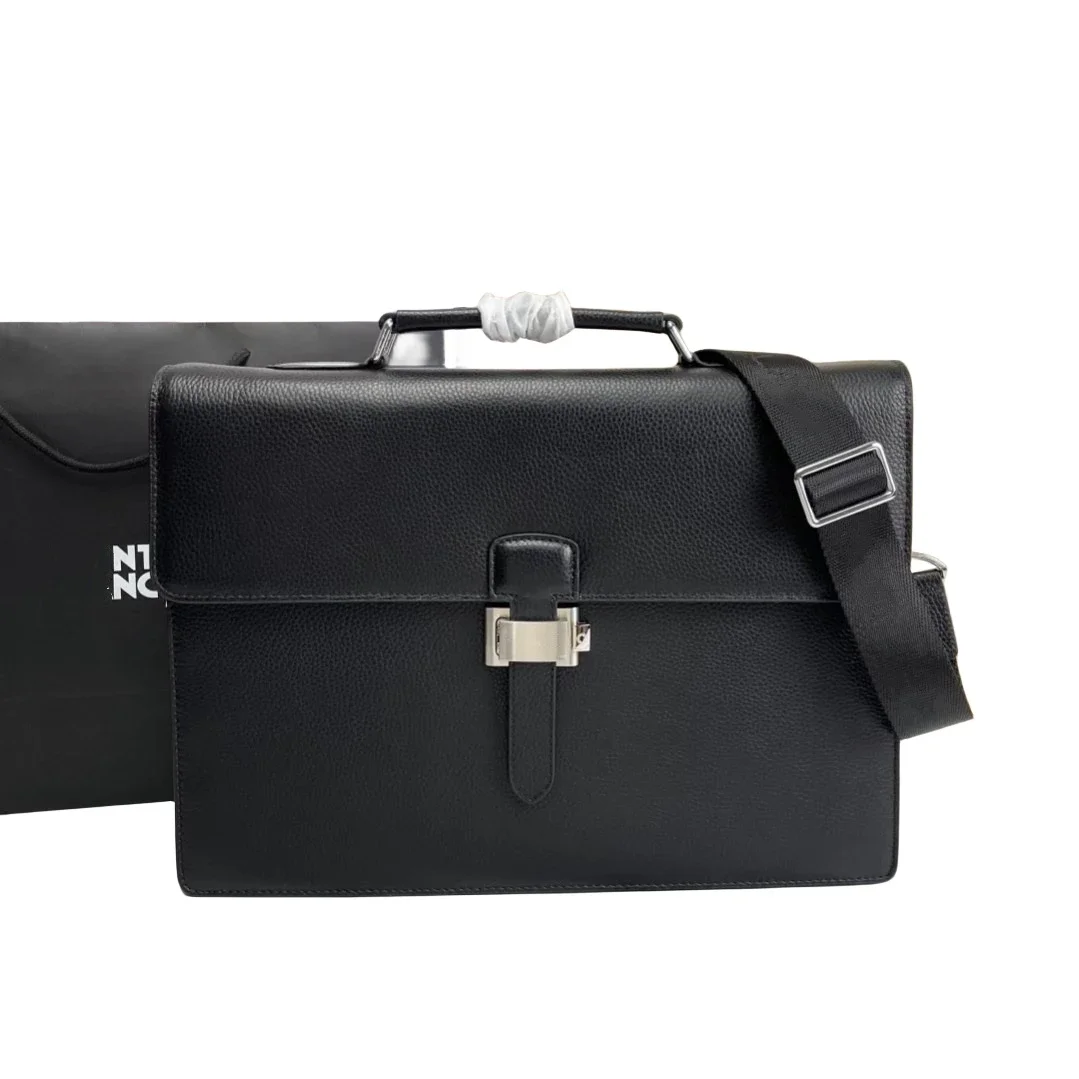 

Портфель мужской кожаный на молнии, Модный переносной чемоданчик большой вместимости, компьютер на плечо, цвет черный