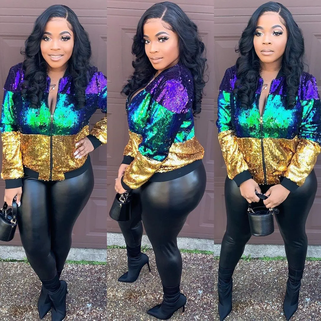 Women's Casual Collision Sequin Jacket 2023 Autumn Fashion Glitter Long Sleeve Coats Y2k Outwear Zipper Jacket Streetwear Female 
Women's Casual Collision Sequin Jacket 2023 Autumn Fashion Glitter Long Sleeve Coats Y2k Outwear Zipper Jacket Streetwear Female