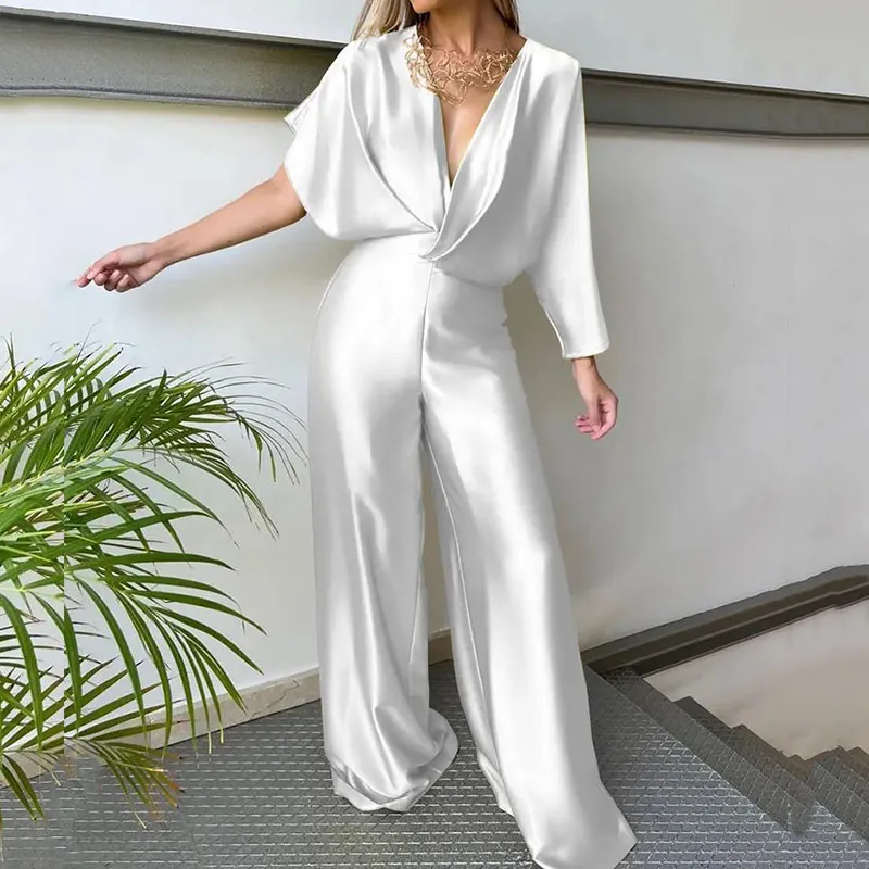 Elegant Commute Ladies Jumpsuit Sexy Ruched V Neck Short Sleeve Romper Bodysuit Women Casual Summer One-piece Playsuit Overalls
Elegant Commute Ladies Jumpsuit Sexy Ruched V Neck Short Sleeve Romper Bodysuit Women Casual Summer One-piece Playsuit Overalls