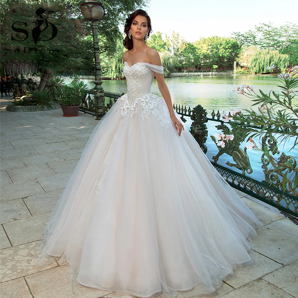 

SoDigne Luxury Princess Wedding Dress For Women A-line Bride Dress Lace Appliques Tulle Corset Bridal Gowns Vestido De Novia