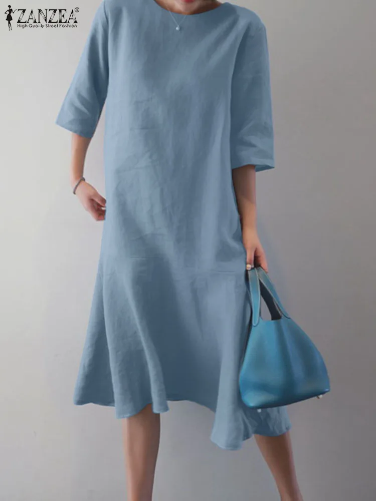 ZANZEA Summer Fashion Mid-calf Dress Elegant Women Half Sleeve Casual Loose Party Holiday Vestido Solid Ruffles Sundress 2023
ZANZEA Summer Fashion Mid-calf Dress Elegant Women Half Sleeve Casual Loose Party Holiday Vestido Solid Ruffles Sundress 2023