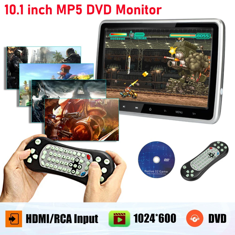 10.1" Car Headrest with Monitor DVD Video Player Portable Car TV Monitor USB/SD/HDMI/IR/FM TFT LCD Touch Button Games
10.1" Car Headrest with Monitor DVD Video Player Portable Car TV Monitor USB/SD/HDMI/IR/FM TFT LCD Touch Button Games