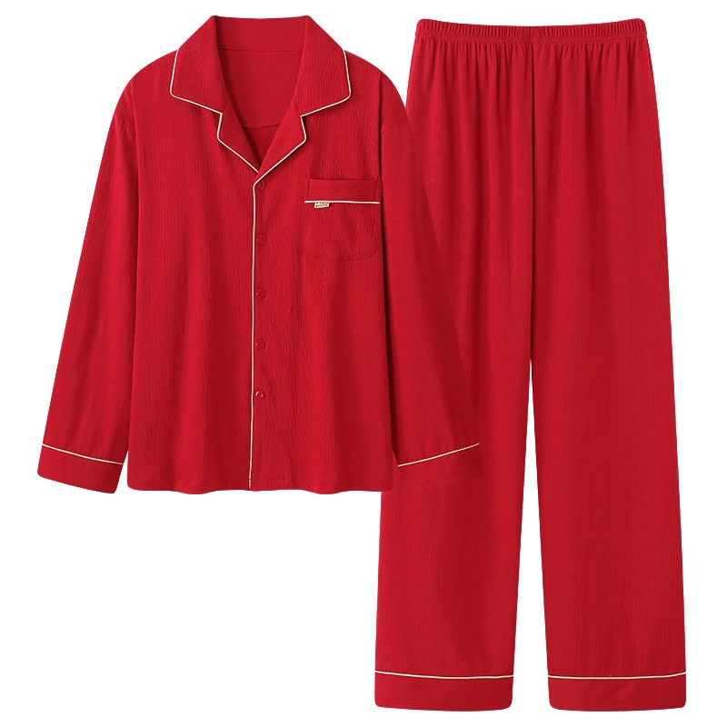 

Осенний пижамный комплект, Мужская одежда для сна из модала и хлопка, домашняя одежда, весенний кардиган с длинными рукавами + длинные брюки, Пижамный костюм для отдыха