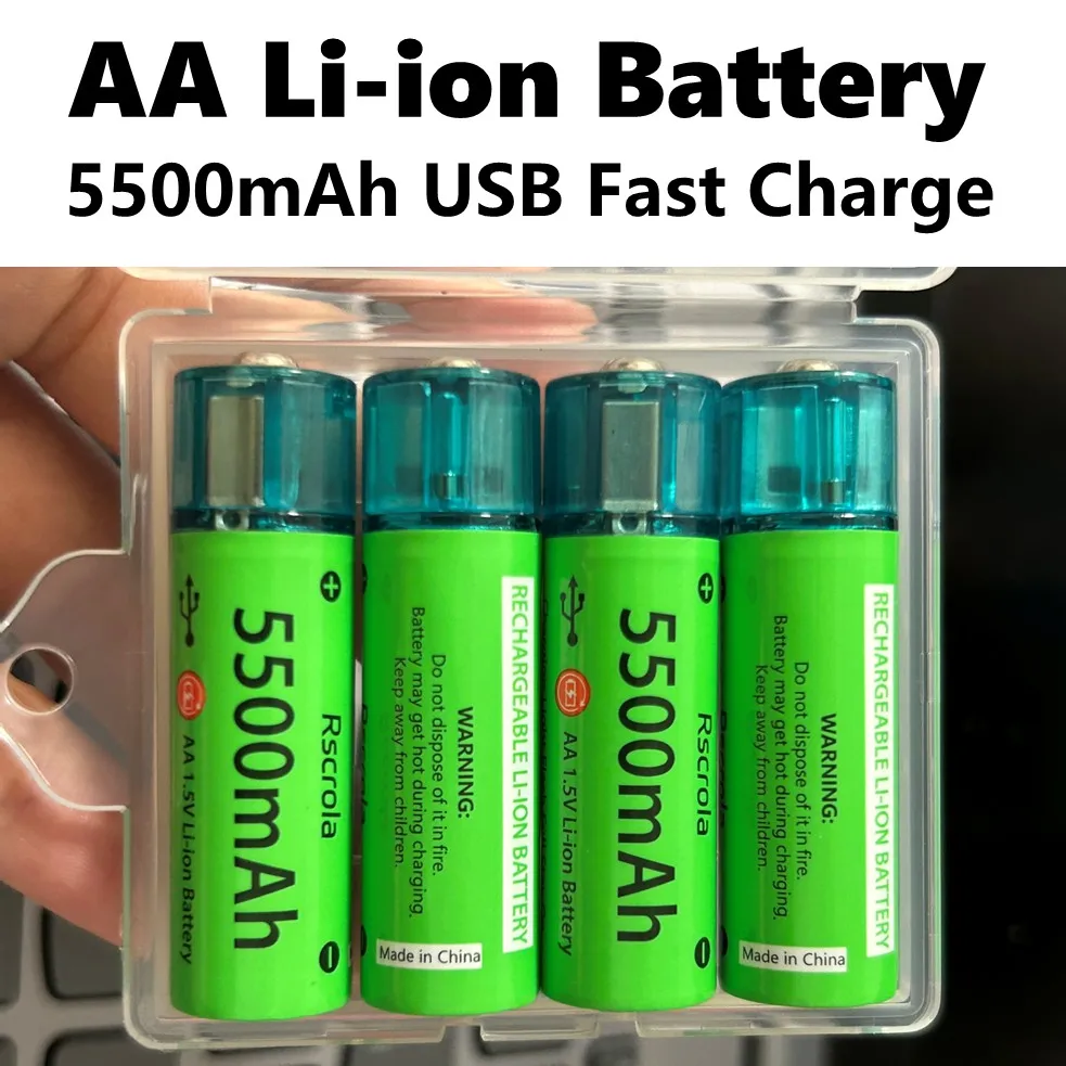 Universal AA Rechargeable Battery Durable 5500mAh Li-ion Battery AA USB Direct Charging for Toys Clocks Game Controllers Cameras Universal AA Rechargeable Battery Durable 5500mAh Li-ion Battery AA USB Direct Charging for Toys Clocks Game Controllers Cameras