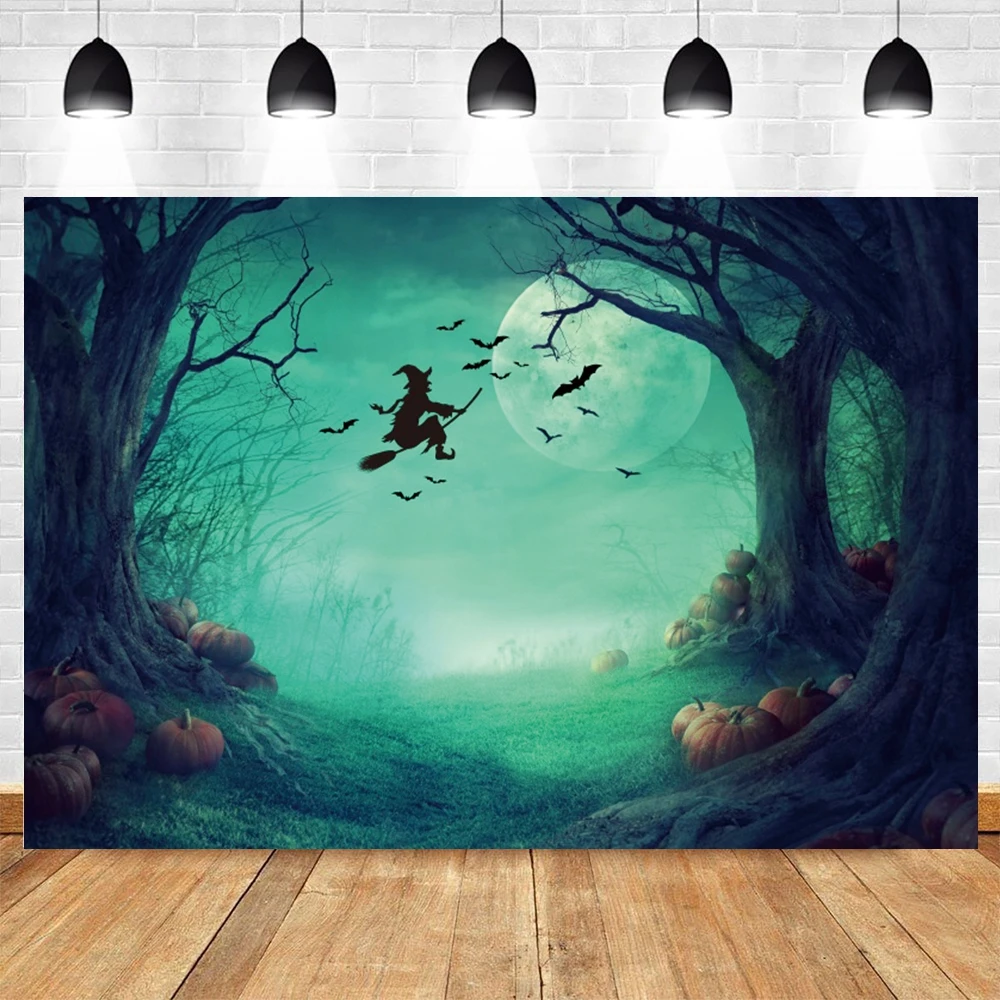 

Photocall Happy Halloween Backdrop Grunge Forest Witch Kid Portrait Party Decor Photography Background Photo Studio Photographic