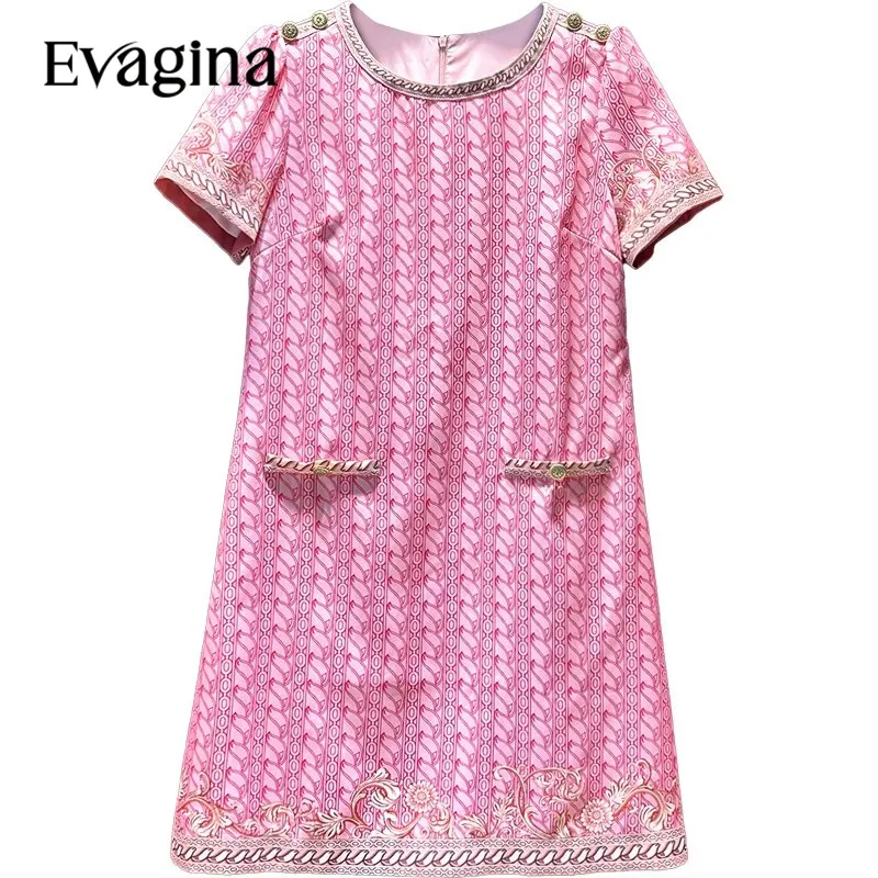 Evagina Summer Polyester Cotton Temperament Commuter Diamond Studded Beads Printed Round Neck Short Sleeve Pink Dress
Evagina Summer Polyester Cotton Temperament Commuter Diamond Studded Beads Printed Round Neck Short Sleeve Pink Dress