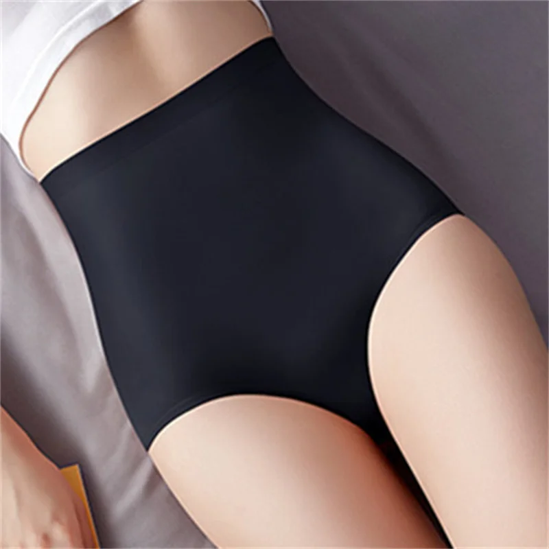 

100kg Large Size High Waist Viscose Fiber Briefs Women Seamless Ice Silk Cotton Crotch Belly Holding Female Middle Aged Mother