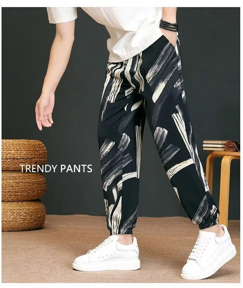 Men Printed Harem Pants 2024 New Cotton Linen Drawstring Trousers Streetwear Hip Hop Fitting Jogging Loose Casual Wide Leg Pants
Men Printed Harem Pants 2024 New Cotton Linen Drawstring Trousers Streetwear Hip Hop Fitting Jogging Loose Casual Wide Leg Pants