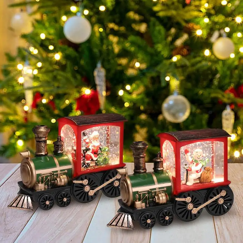 

Christmas Train Decoration Snow Globe Train With LED Lights Multifunctional Merry Christmas Desktop Showcase Christmas Ornaments