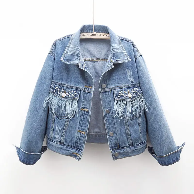 2024 Spring Autumn New Fashion Denim Coat Women Beading Feather Decorated Long Sleeve Short Vintage Loose Jeans Jacket Tops
2024 Spring Autumn New Fashion Denim Coat Women Beading Feather Decorated Long Sleeve Short Vintage Loose Jeans Jacket Tops