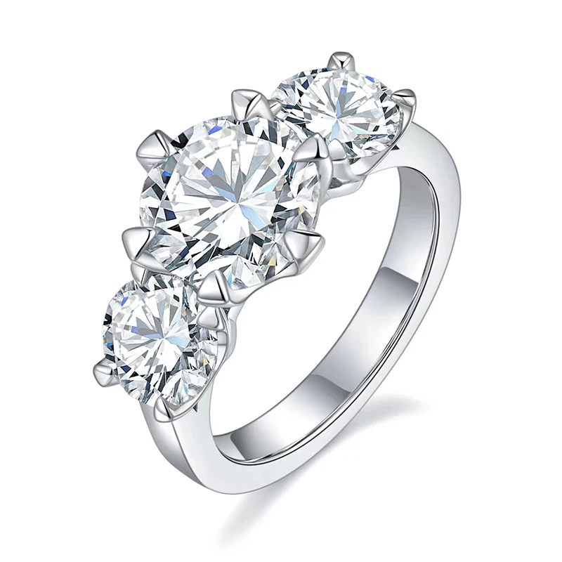 Trendy 925 Sterling Silver 5ct 3 Stone D Color Moissanite Engagement Ring for Women Plated White Gold Pass Diamond Tester Gift
Trendy 925 Sterling Silver 5ct 3 Stone D Color Moissanite Engagement Ring for Women Plated White Gold Pass Diamond Tester Gift