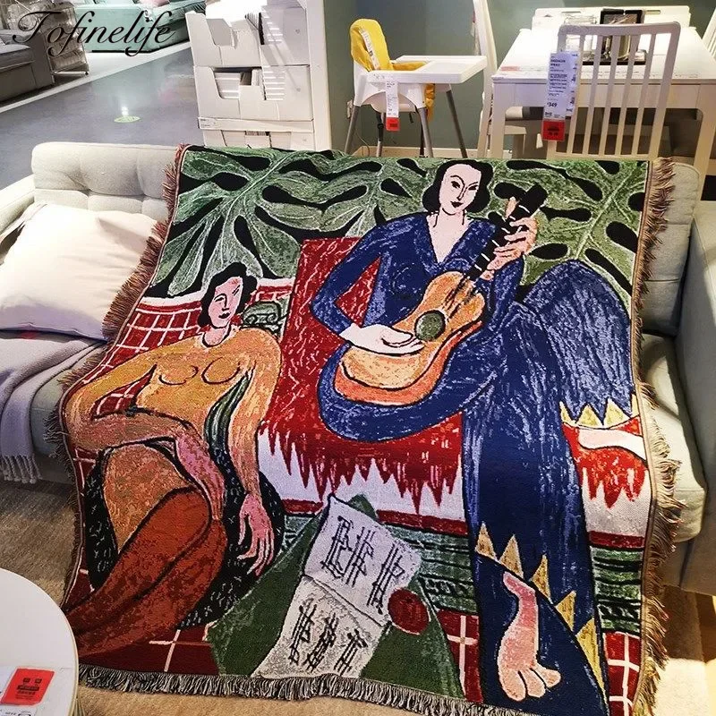Oil Painting Printed Blanket with Tassel Knitted Tapestry Sofa Throw Blankets Sofa Cover Bed Blanket Outdoor Camping Picnic Mat
Oil Painting Printed Blanket with Tassel Knitted Tapestry Sofa Throw Blankets Sofa Cover Bed Blanket Outdoor Camping Picnic Mat