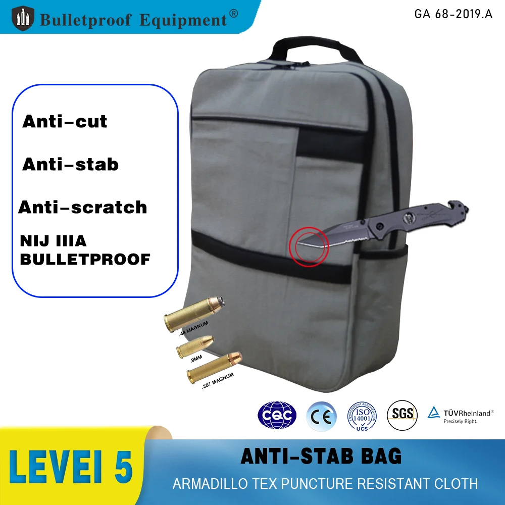 Lightweight NIJ IIIA Bulletproof Bag Level 5 Cutting Anti Theft Backpack Polyethylene Business Travel EN388,EN420,CE Approved
Lightweight NIJ IIIA Bulletproof Bag Level 5 Cutting Anti Theft Backpack Polyethylene Business Travel EN388,EN420,CE Approved