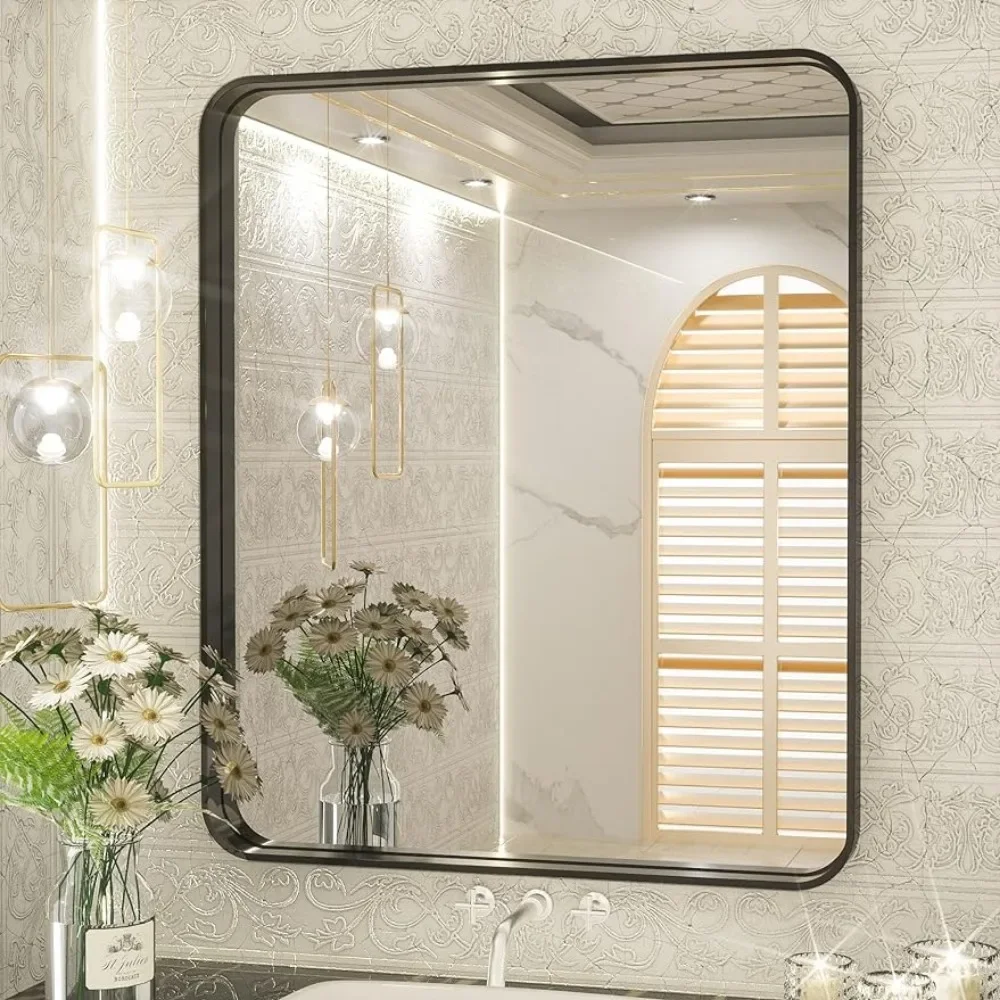 

Black Framed Mirrors for Bathroom Miroir 30x36 Inch Modern Decorative Wall Mounted Freight Free Mirror Bath Fixture Home
