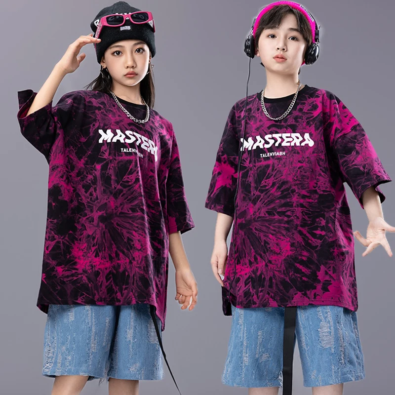 

2024 Ballroom Hip Hop Dance Costumes For Girls Loose T-Shirt Shorts Streetwear Boys Jazz Performance Stage Rave Clothes DQS16309