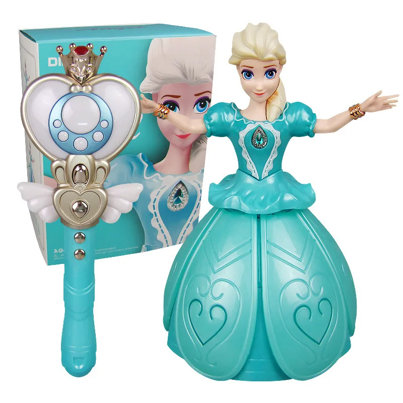 

Disney Princess Frozen Electric Dancing Toys Elsa Anna Doll With Wings Action Figure Rotating Projection Light Music Model Dolls