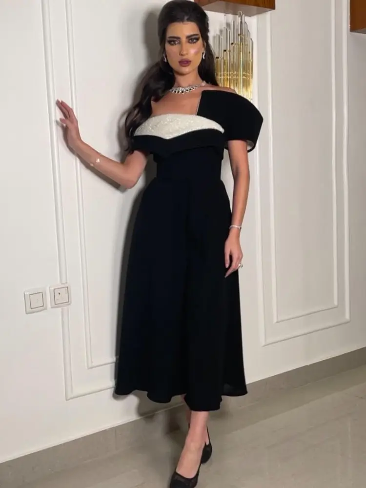 

Merida New Style Black Prom Dresses Sequins Sleeveless Ankle-Length A-Line Saudi Arabia Formal Dresses For Women 2023
