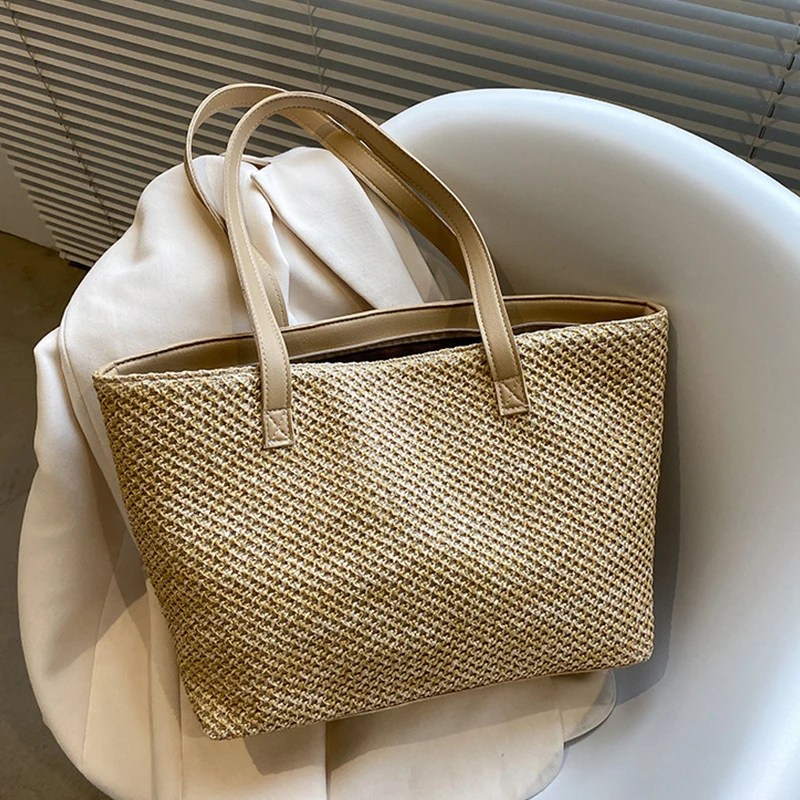 Wicker Woven Beach Shopper - Large Capacity Summer Tote 17 Sd4ae3e56207346d7bc5ed4b80d88592eX