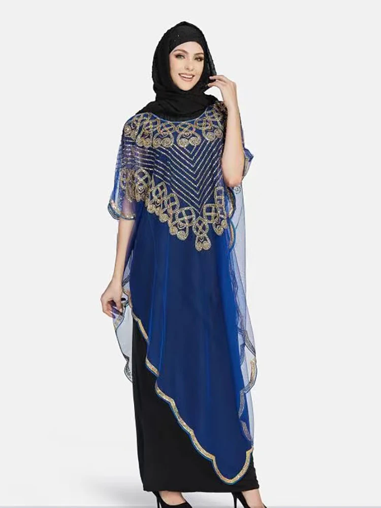 Women's Black Lace Bat Sleeve Shawl Dress Temperament Commuter Hedging Hollow Printing Sequins Loose Elegant African Summer, 202
Women's Black Lace Bat Sleeve Shawl Dress Temperament Commuter Hedging Hollow Printing Sequins Loose Elegant African Summer, 202