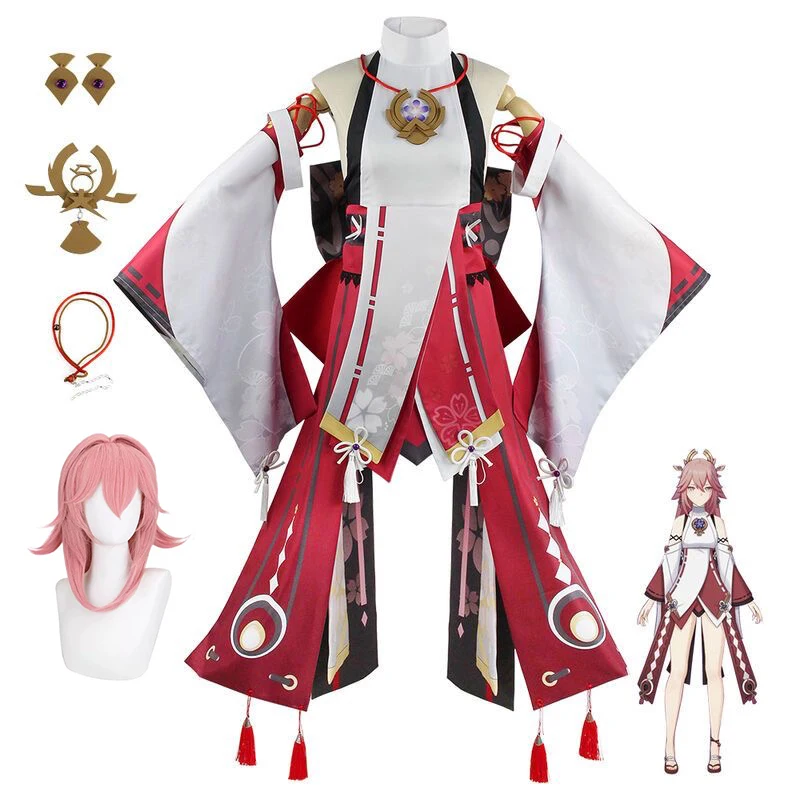 Genshin impact Косплей Костюм Yae Miko Косплей Костюм симпатичный стиль Одежда для Хэллоуина карнавала вечеринки