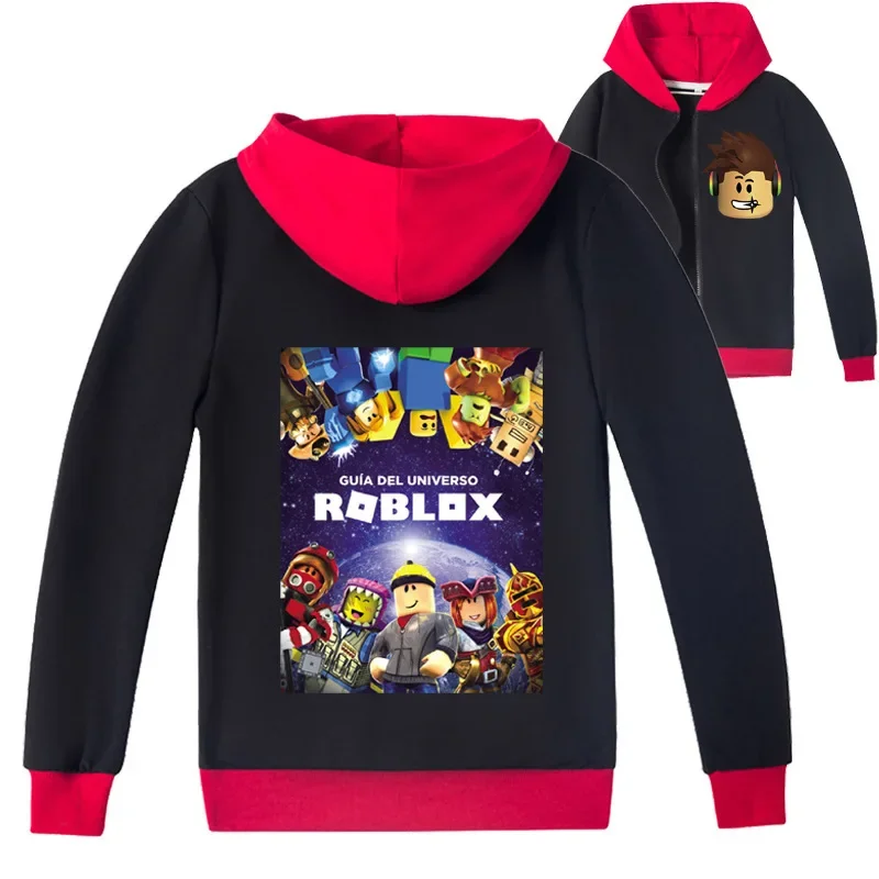 

Детская одежда ROBLOX с мультяшным принтом, Повседневная рубашка на молнии, куртка, крошечные хлопковые детские зимние куртки 2024 C. Худи для детей