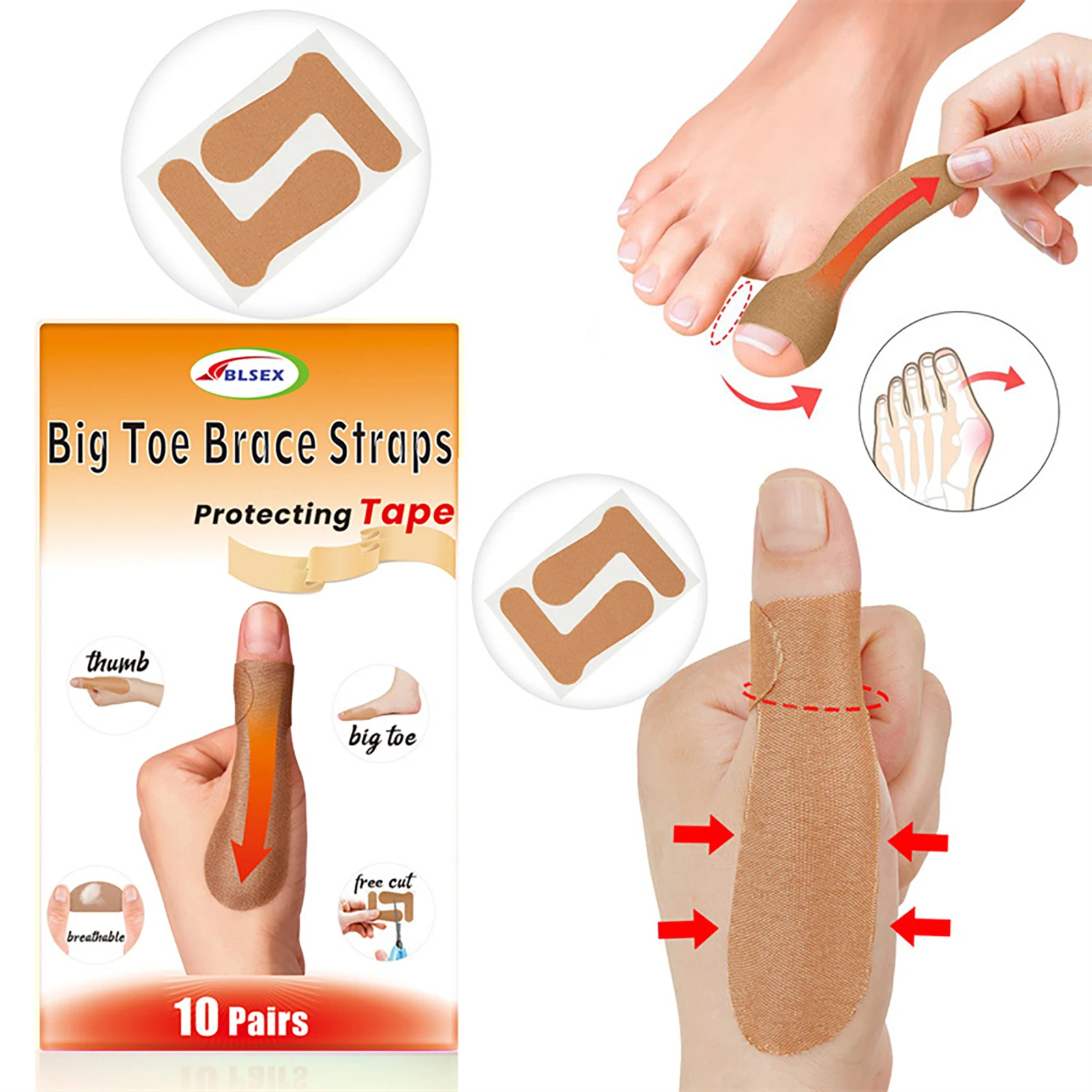 

10pcs Hand Wrist Tendon Sheath Patches For Thumb Finger Protector Brace Big Toe Hallux Valgus Corrector Orthotics Pain Relief